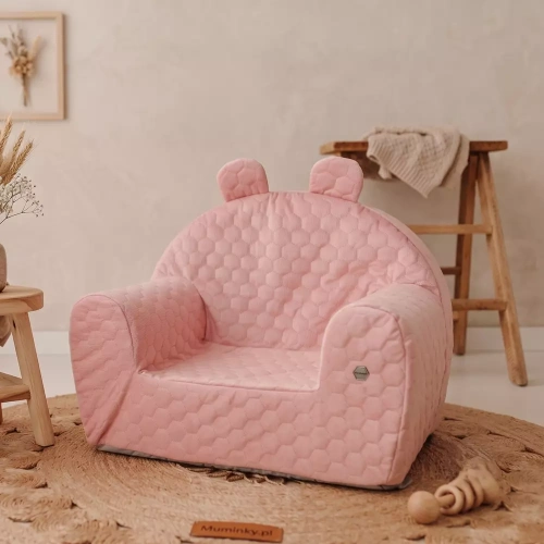 Fotelik Piankowy Dla Dzieci Do Siedzenia – Miękki Puf Do Pokoju Dziecka |  Velvet Róż