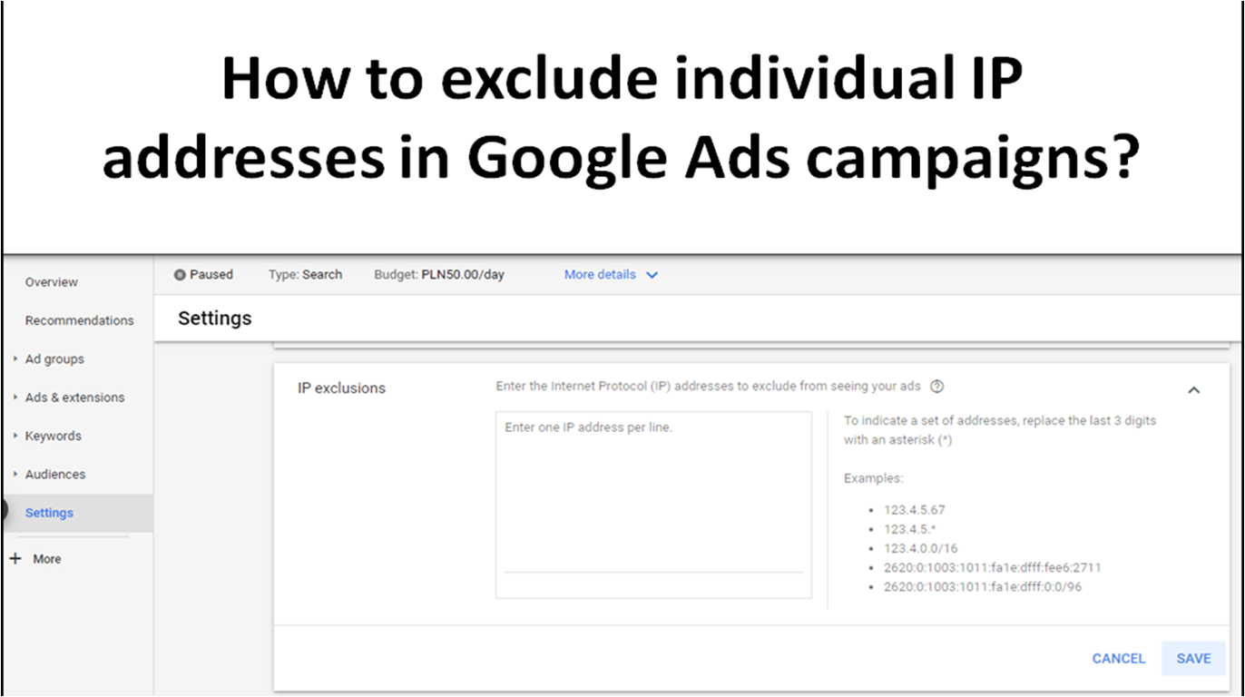 How to exclude individual IP addresses in Google Ads campaigns?