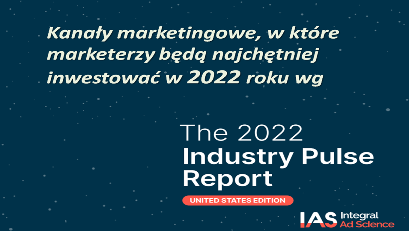 Kanały marketingowe, w które marketerzy będą najchętniej inwestować w 2022 roku wg The 2022 Industry Pulse Report